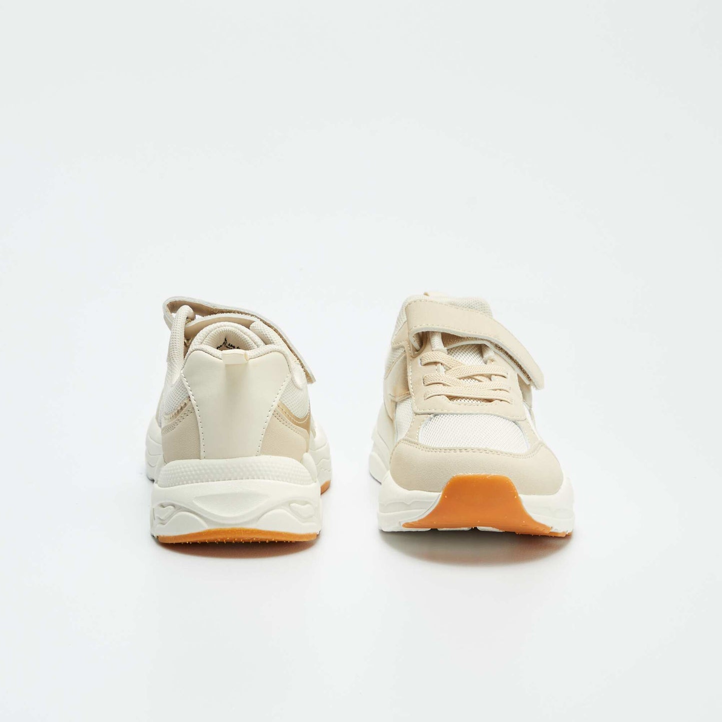 Dual material Velcro trainers BEIGE