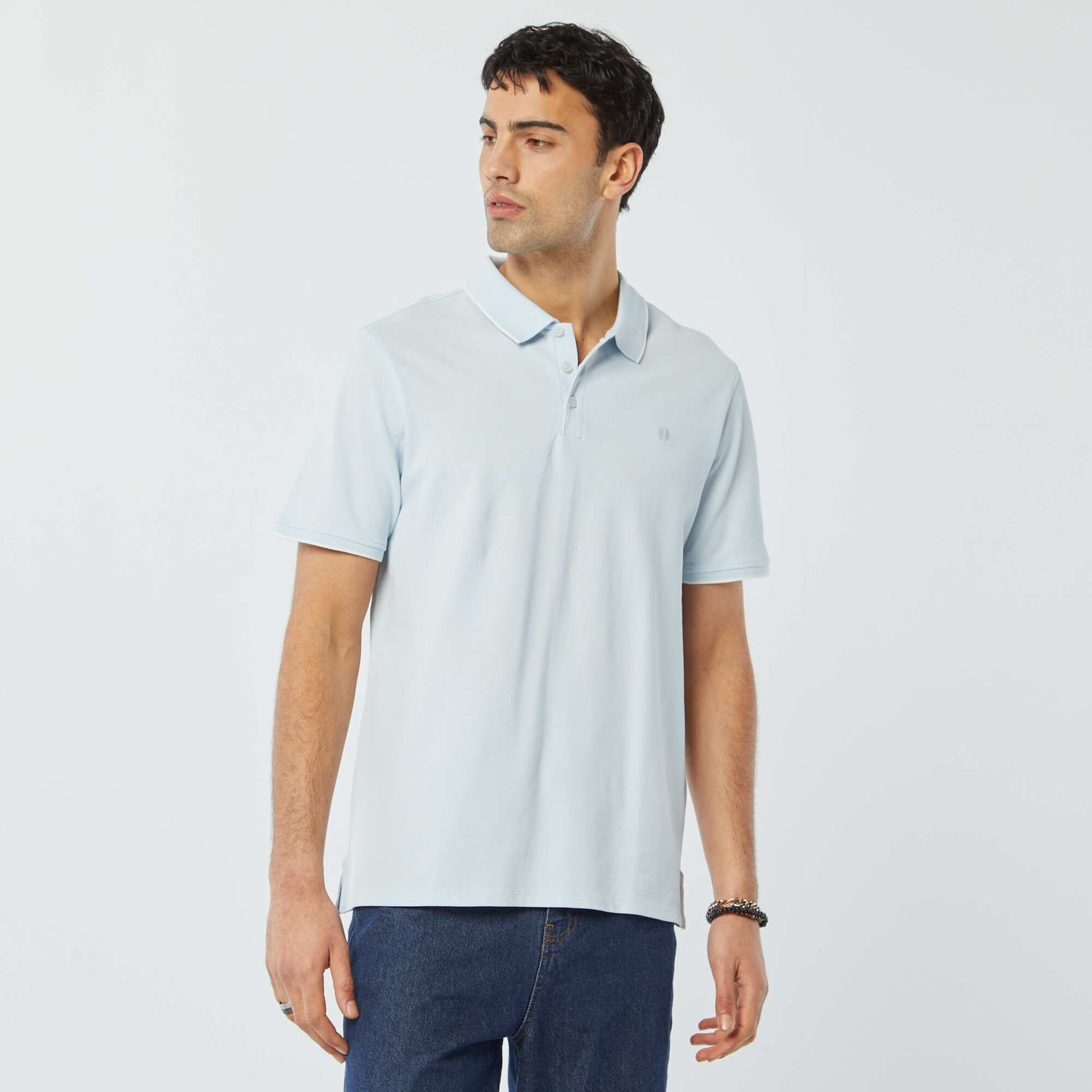 تيشرت بولو قطن بيكيه أزرق