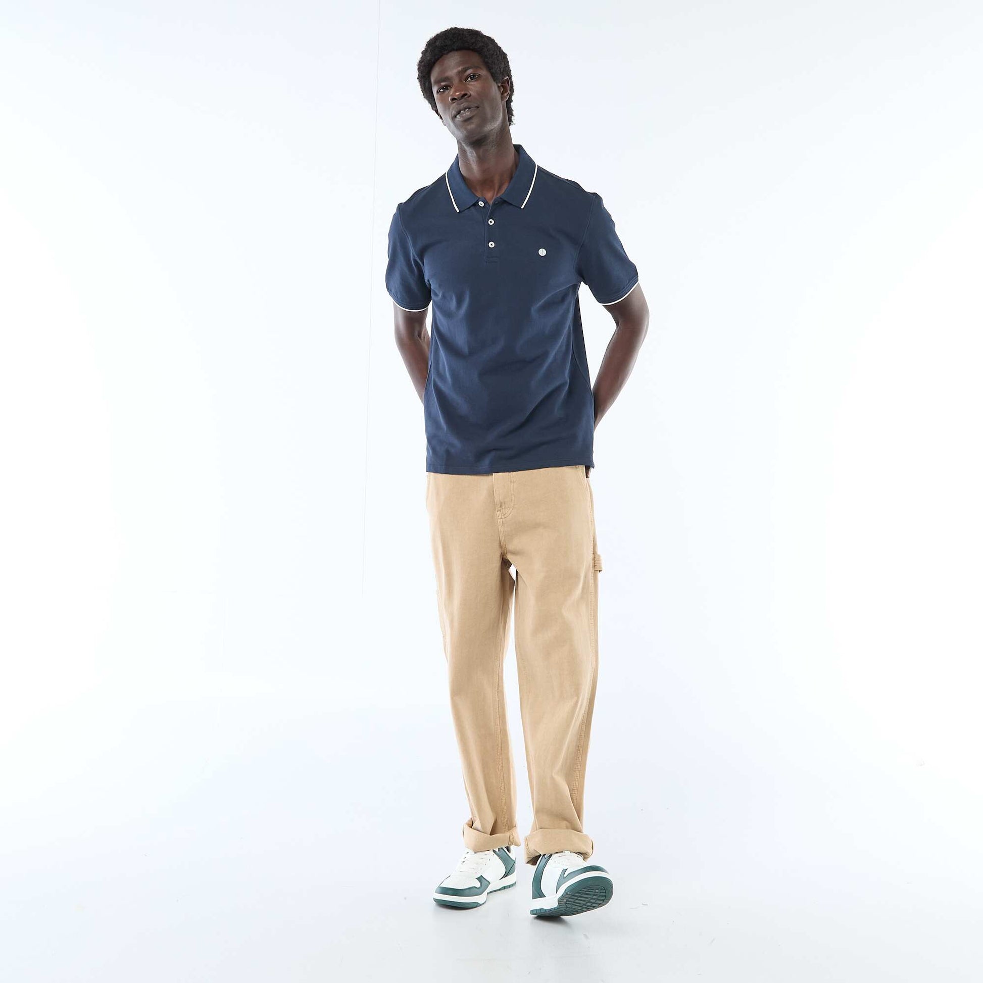 Cotton piqué polo shirt NAVY
