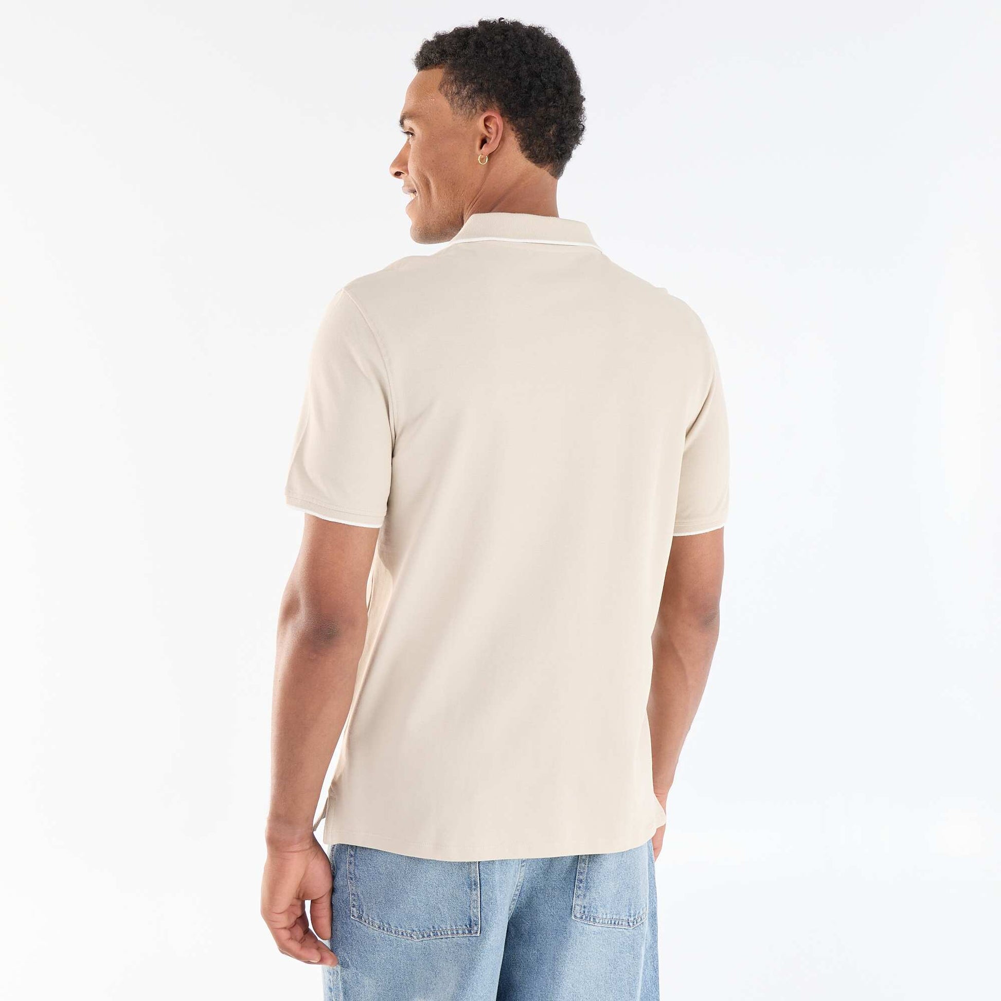 Cotton piqué polo shirt BEIGE