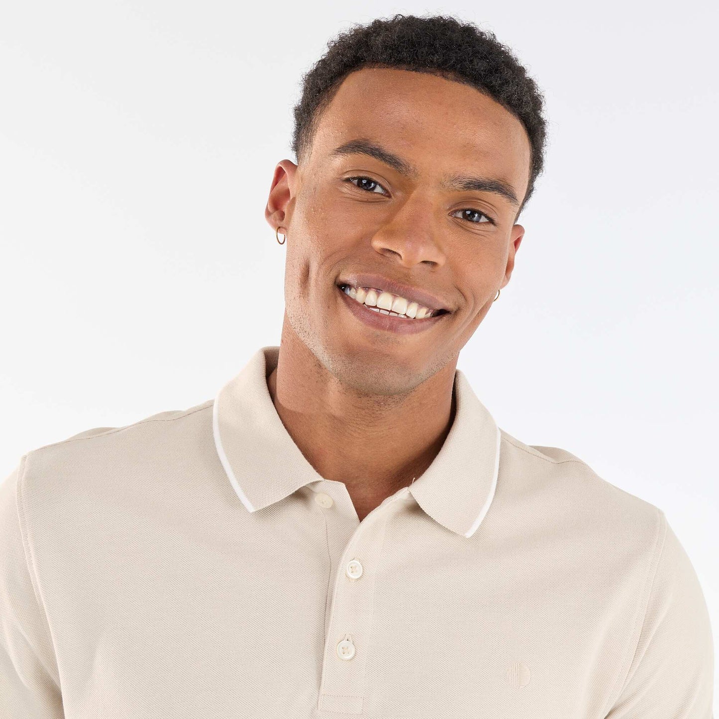 Cotton piqué polo shirt BEIGE