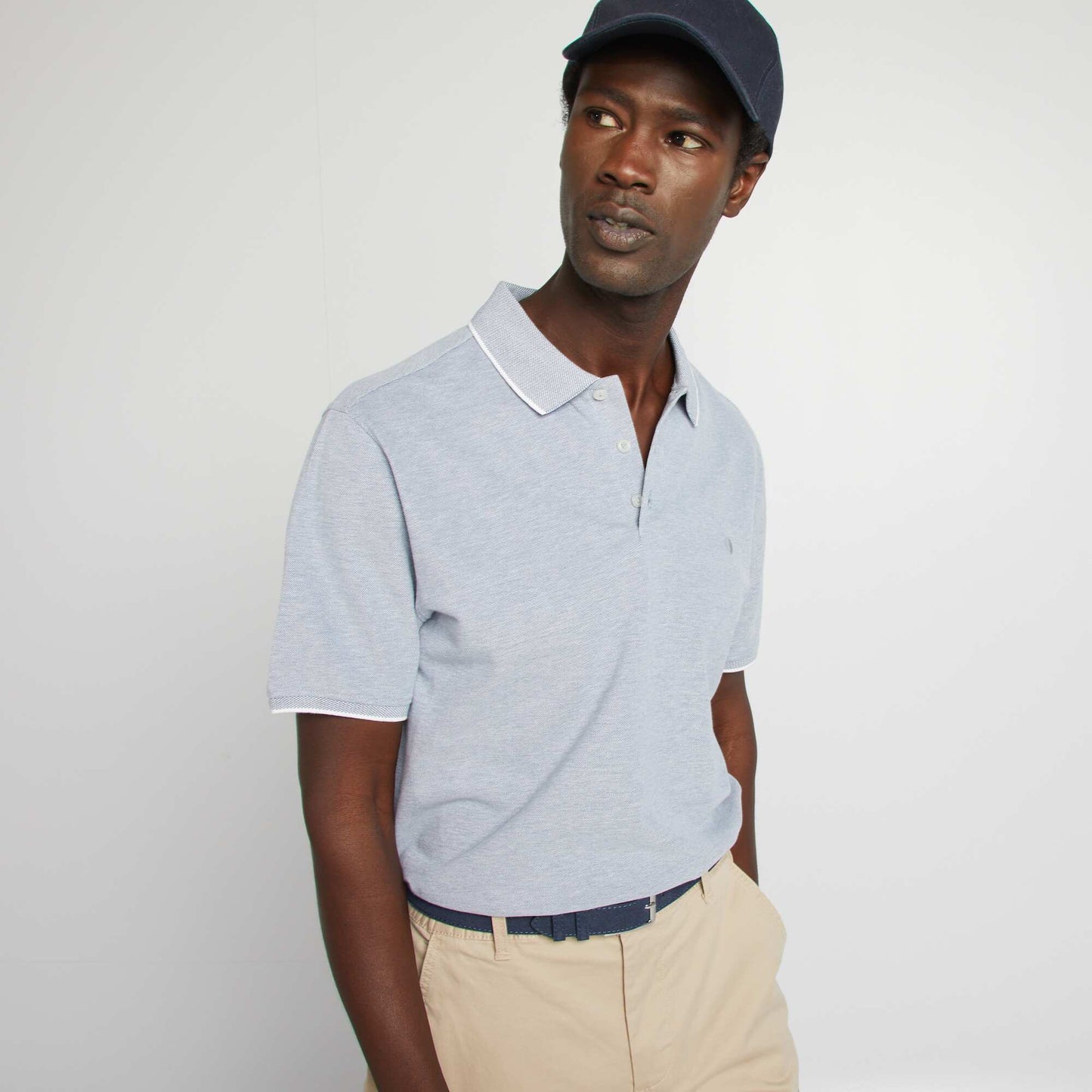 تيشرت بولو قطن بيكيه أزرق