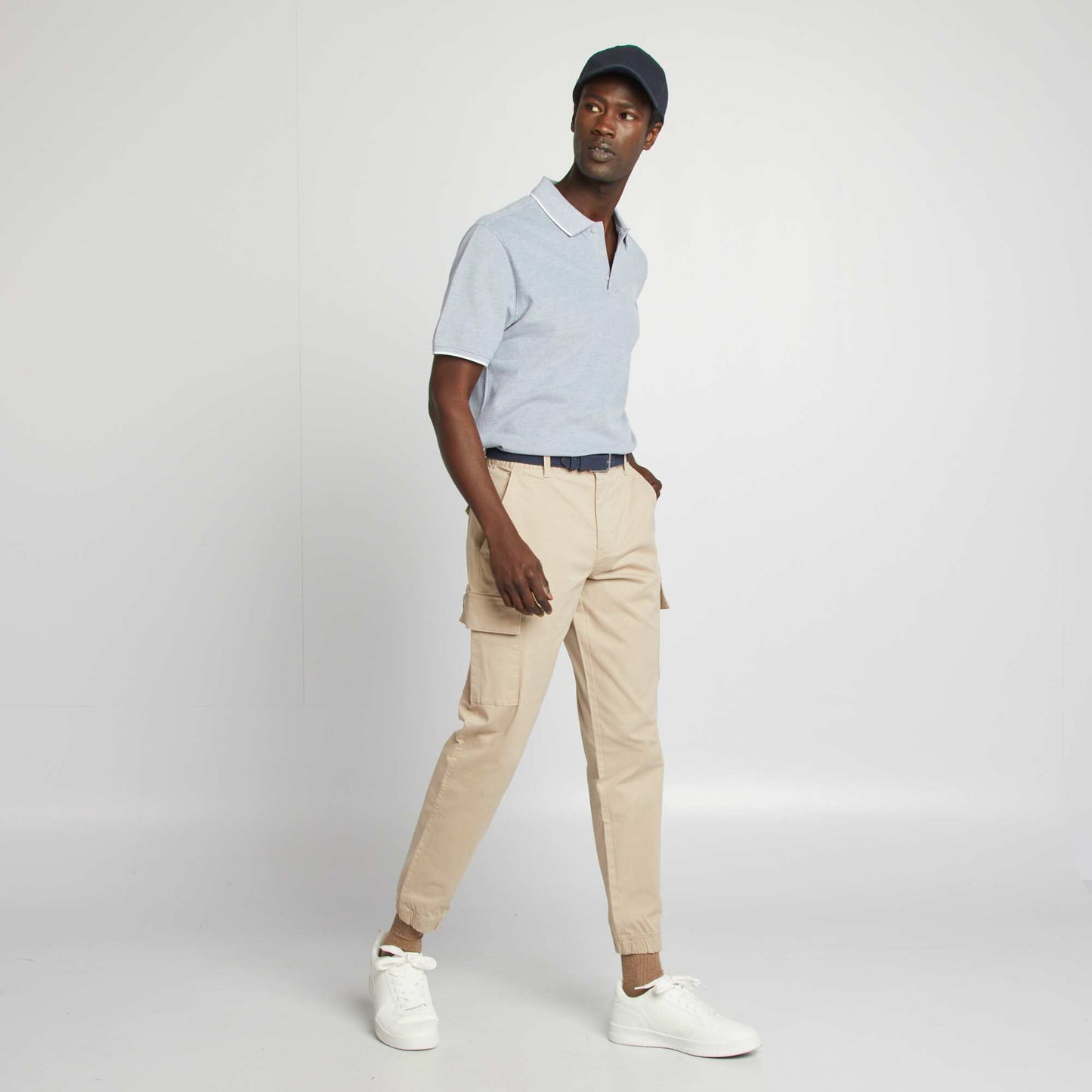 تيشرت بولو قطن بيكيه أزرق