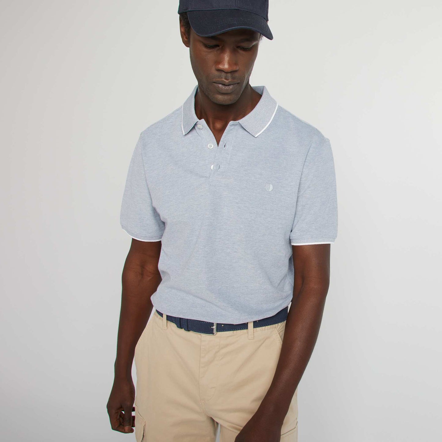 تيشرت بولو قطن بيكيه أزرق