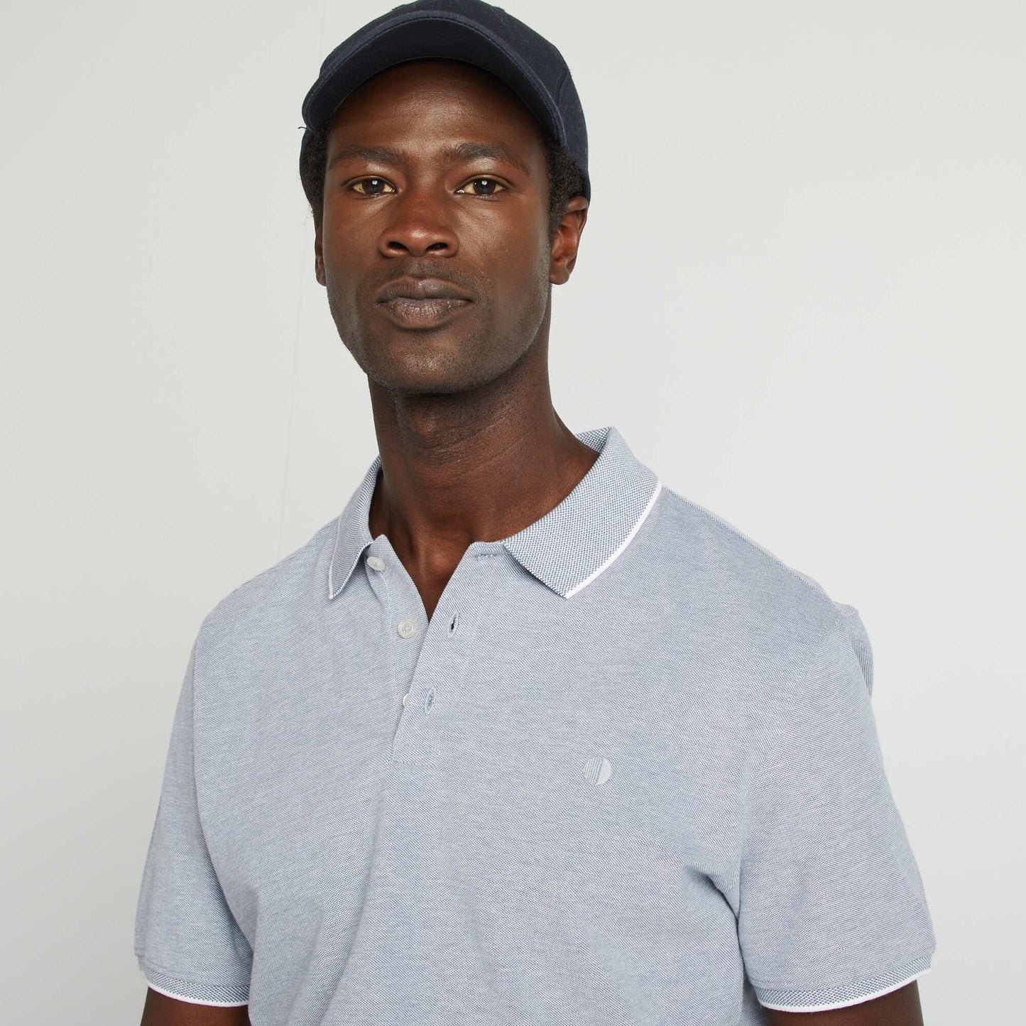 تيشرت بولو قطن بيكيه أزرق