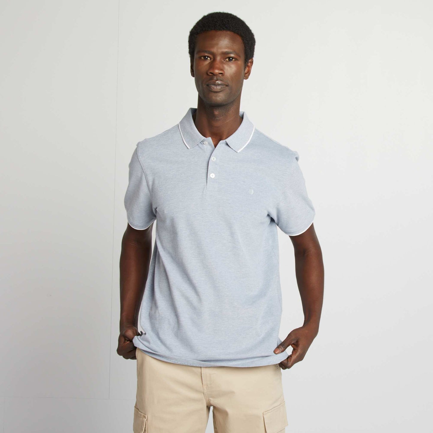 تيشرت بولو قطن بيكيه أزرق