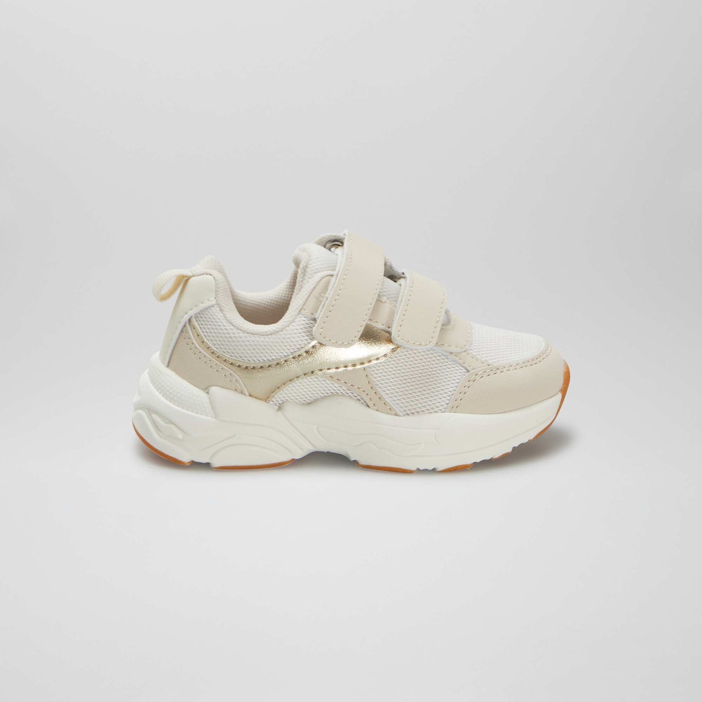 Synthetic fabric and mesh trainers BEIGE