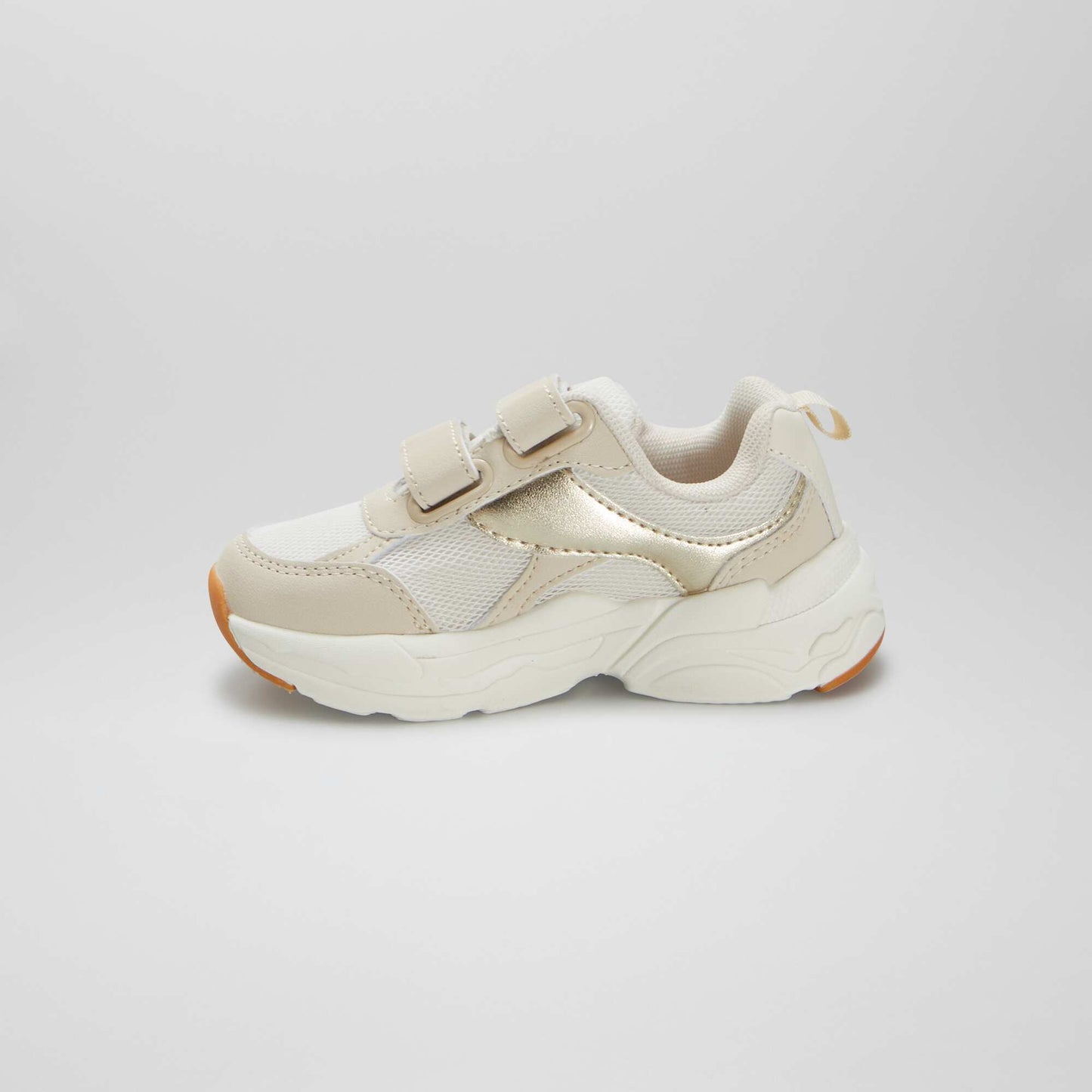 Synthetic fabric and mesh trainers BEIGE