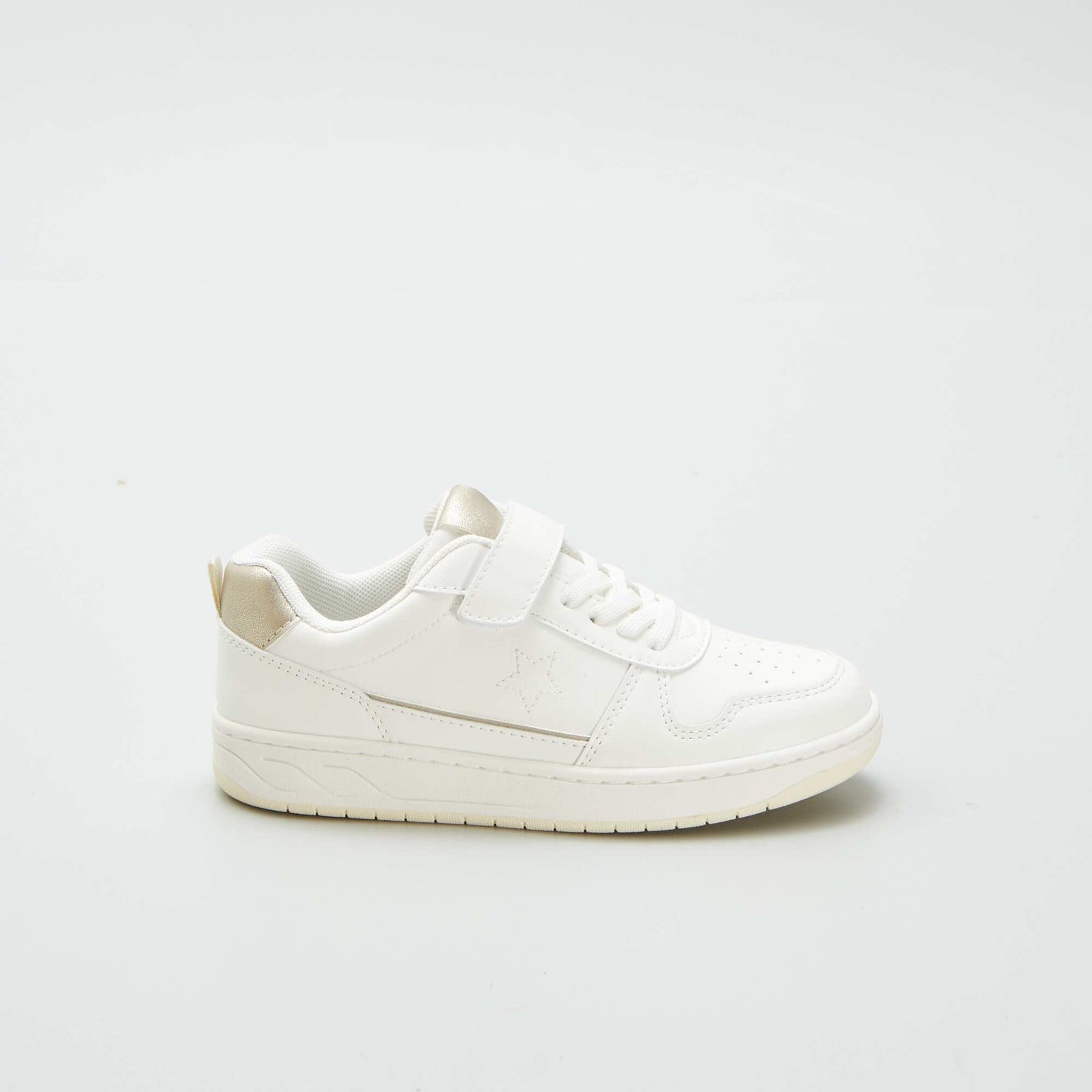 Low-top hook and loop trainers with laces WHITE