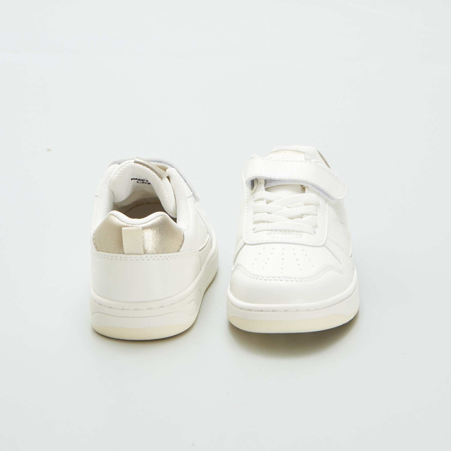 Low-top hook and loop trainers with laces WHITE