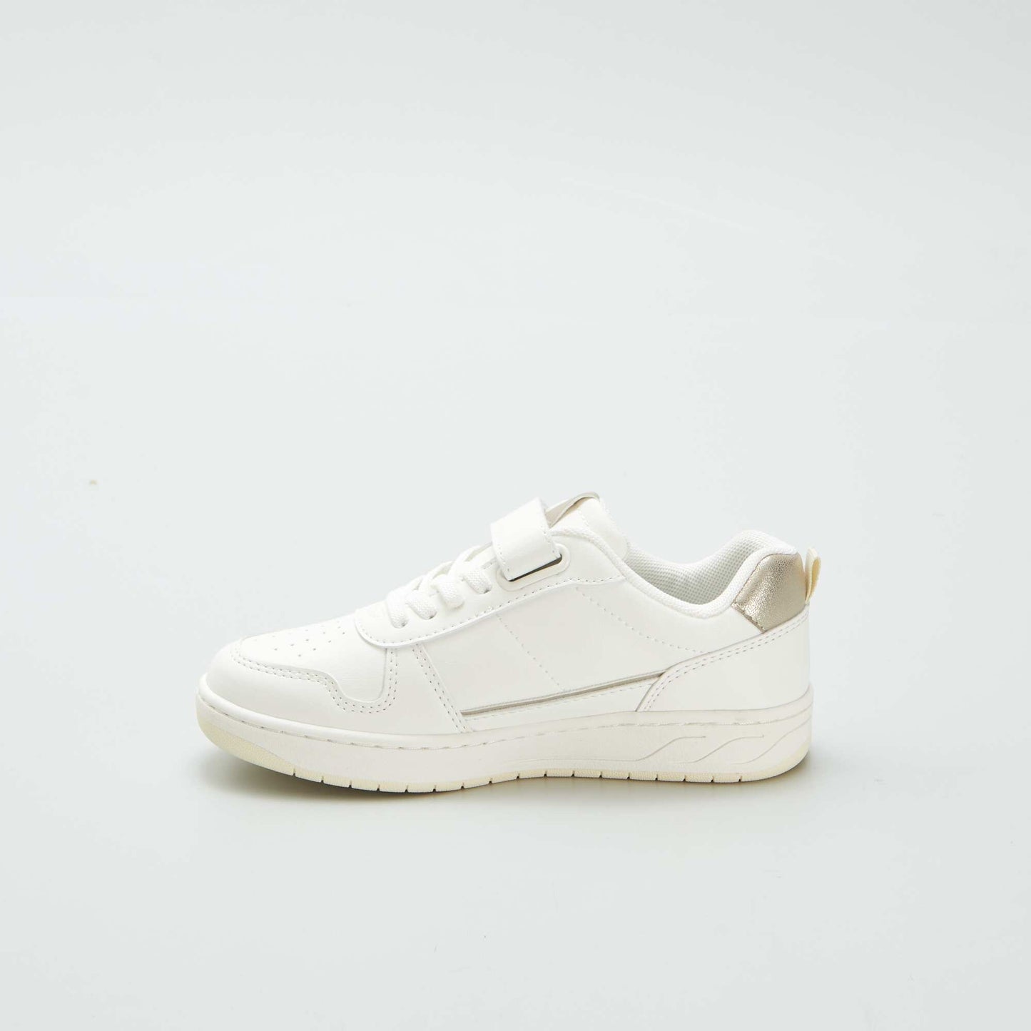 Low-top hook and loop trainers with laces WHITE