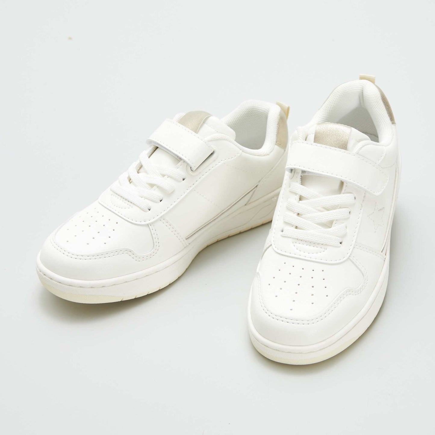 Low-top hook and loop trainers with laces WHITE