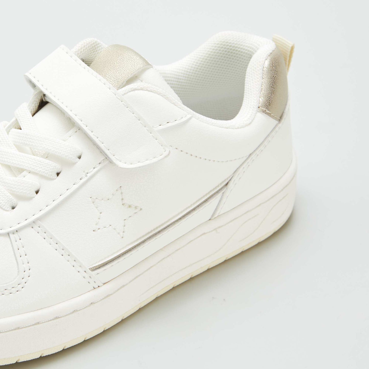 Low-top hook and loop trainers with laces WHITE