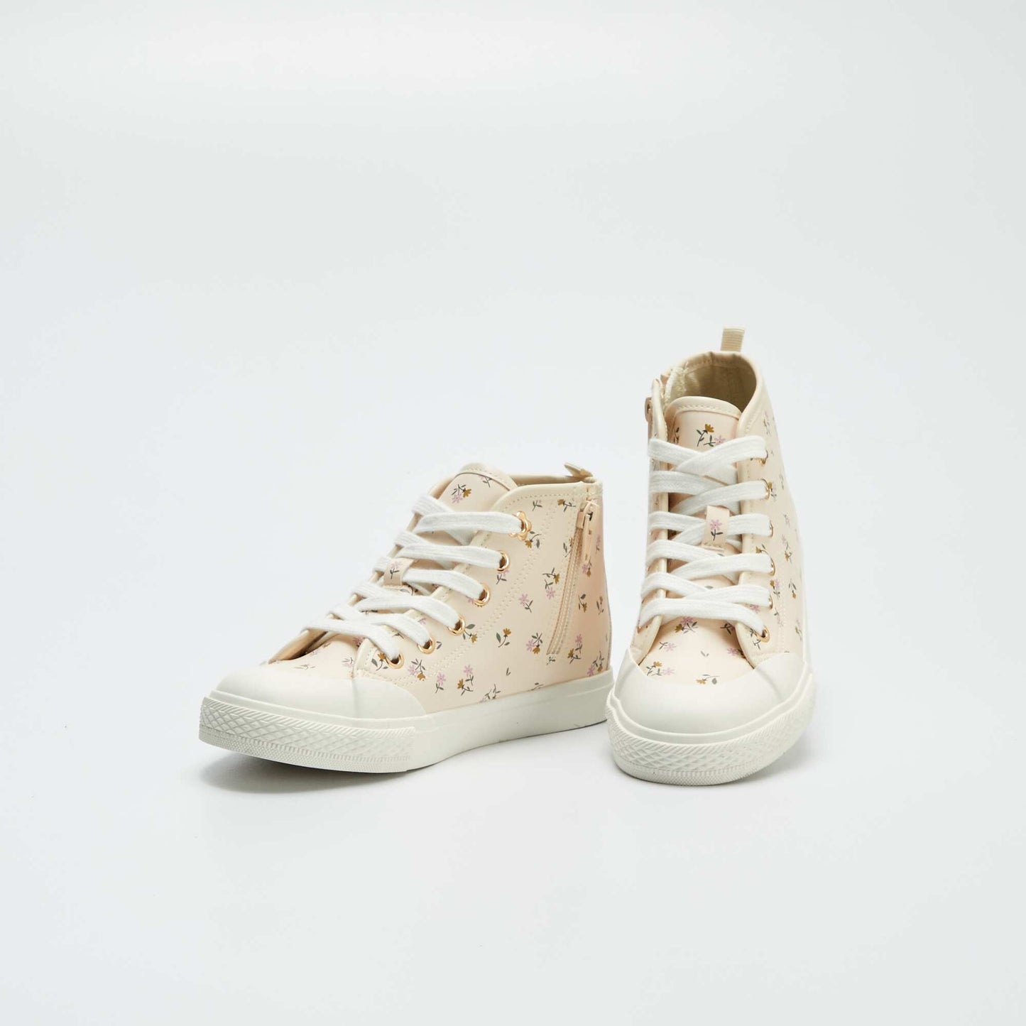 Faux leather floral trainers KHAKI