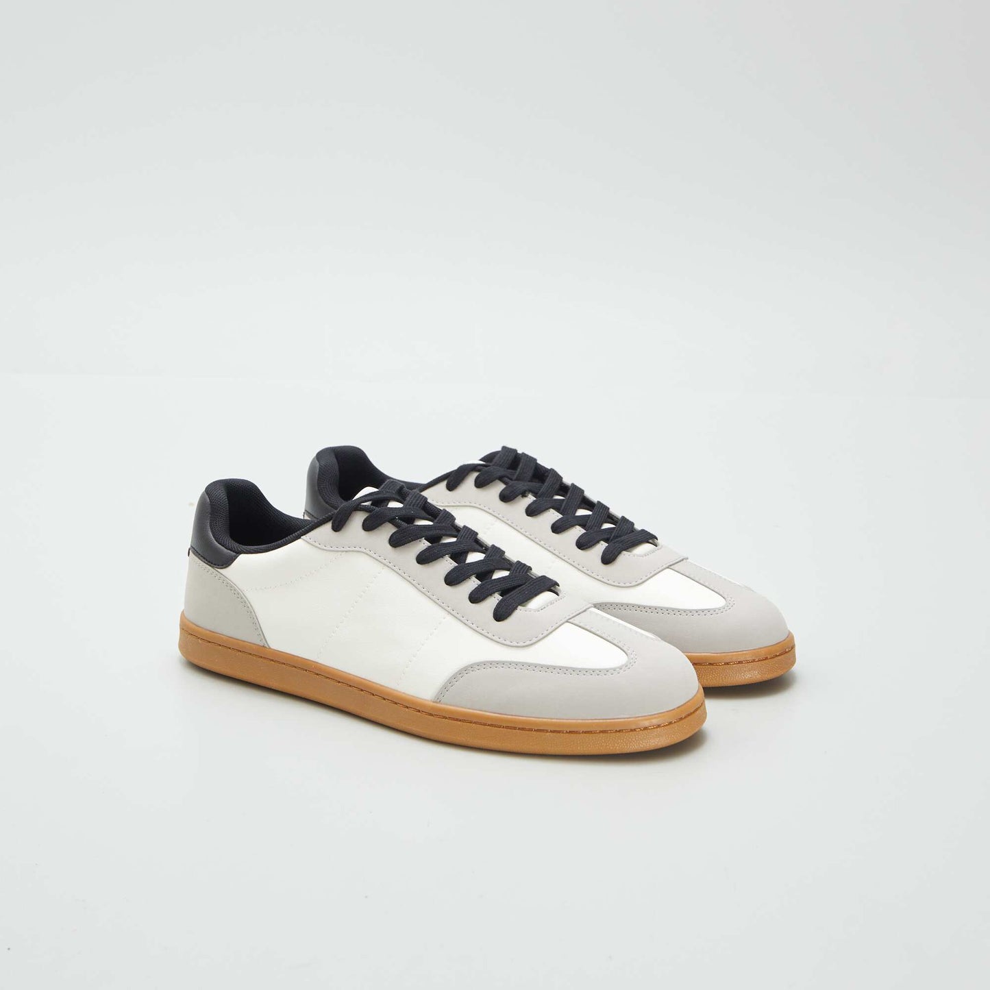 Three-tone low-top trainers WHITE