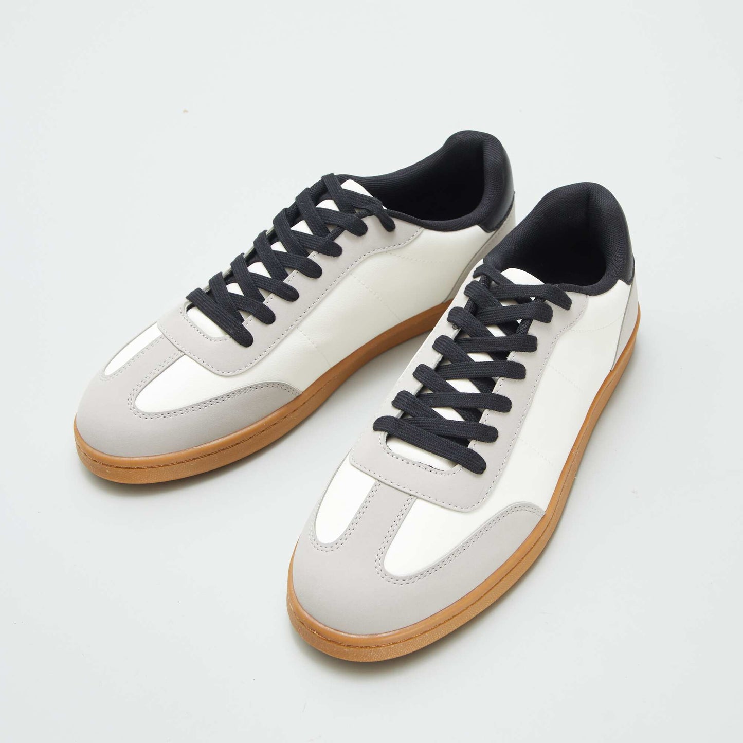 Three-tone low-top trainers WHITE