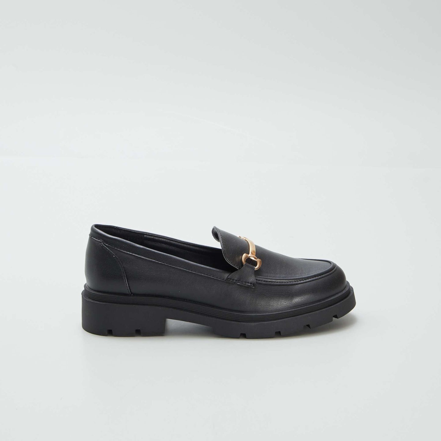 Faux leather platform loafers black