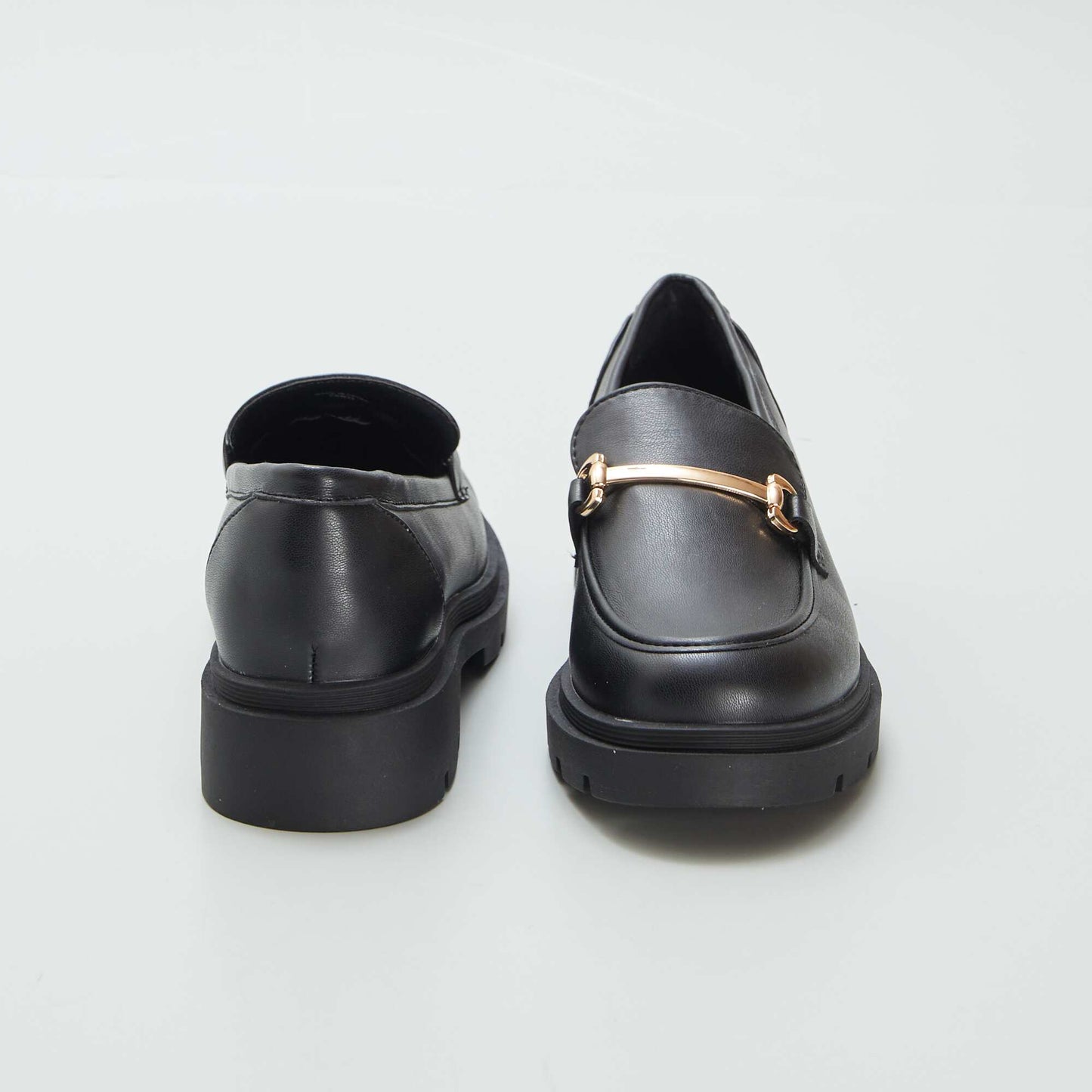 Faux leather platform loafers black