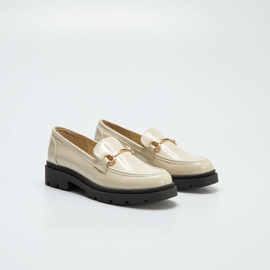 Faux leather platform loafers WHITE