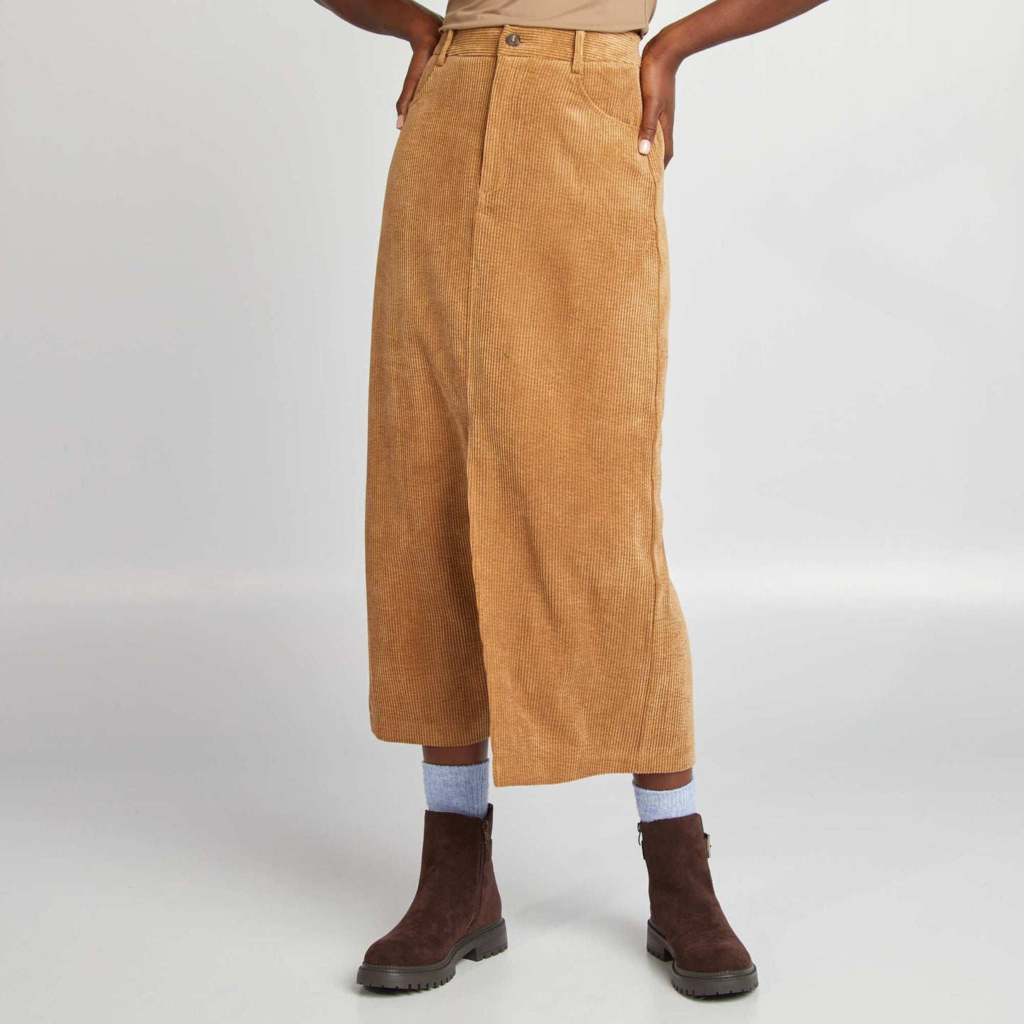 Long corduroy skirt BEIGE