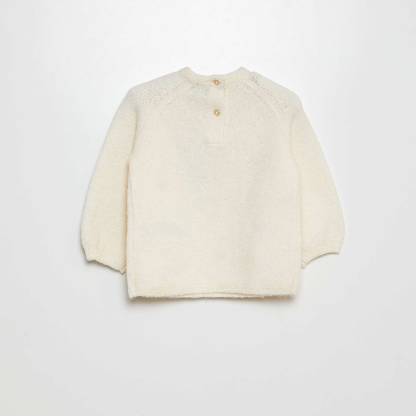 Plush knit sweater with embroidery WHITE