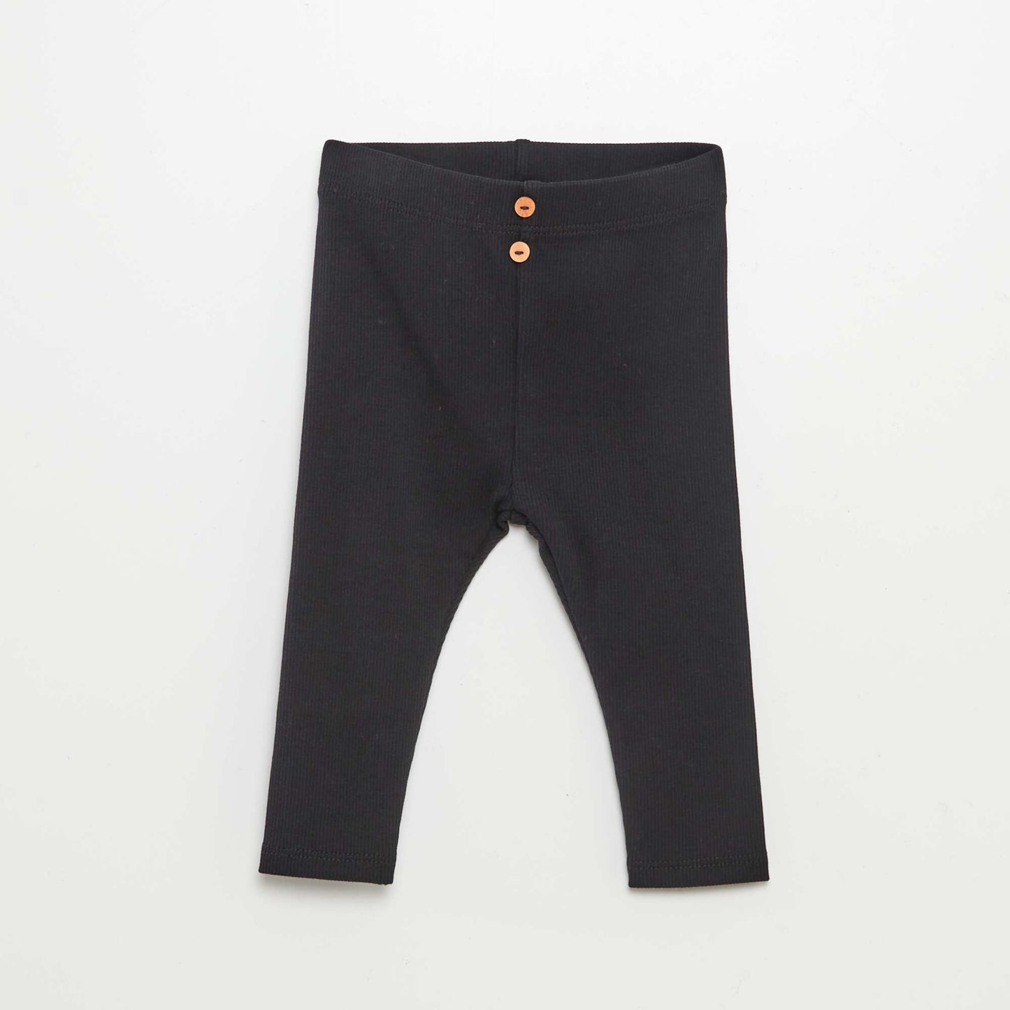 Ribbed leggings with buttons BLACK