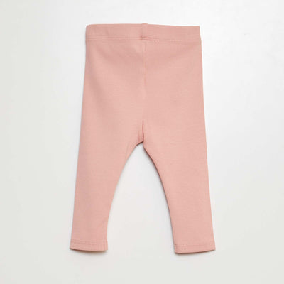 Ribbed leggings with buttons PINK