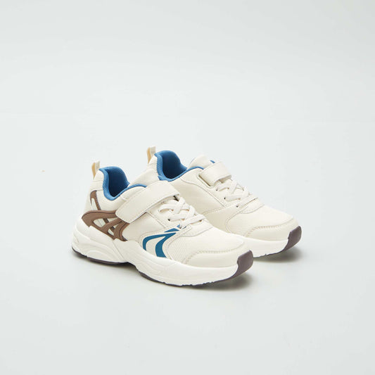 Hook and loop trainers with laces BEIGE