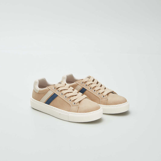 Low-top faux suede trainers BROWN