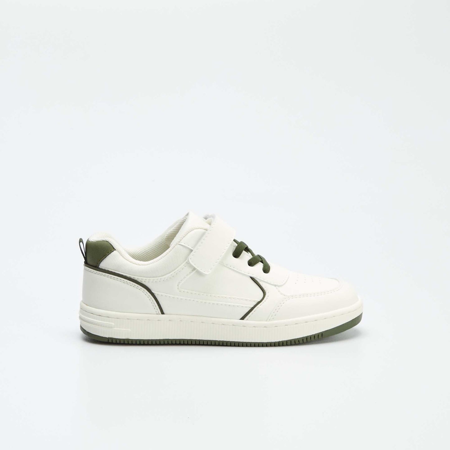 Trainers with elasticated laces and hook-and-loop fastening WHITE