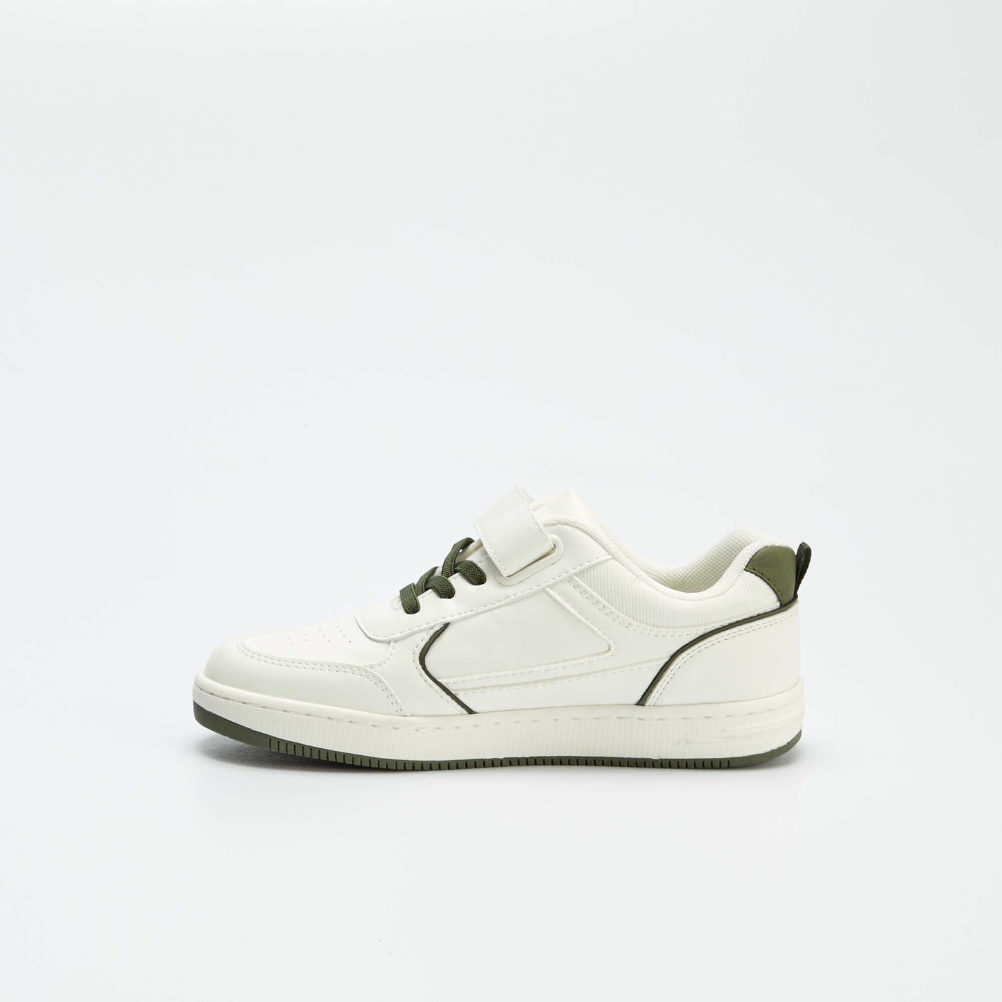 Trainers with elasticated laces and hook-and-loop fastening WHITE