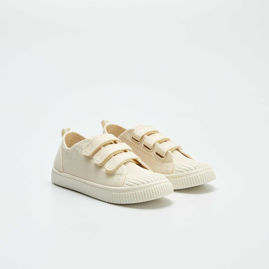 Ribbed canvas trainers BEIGE