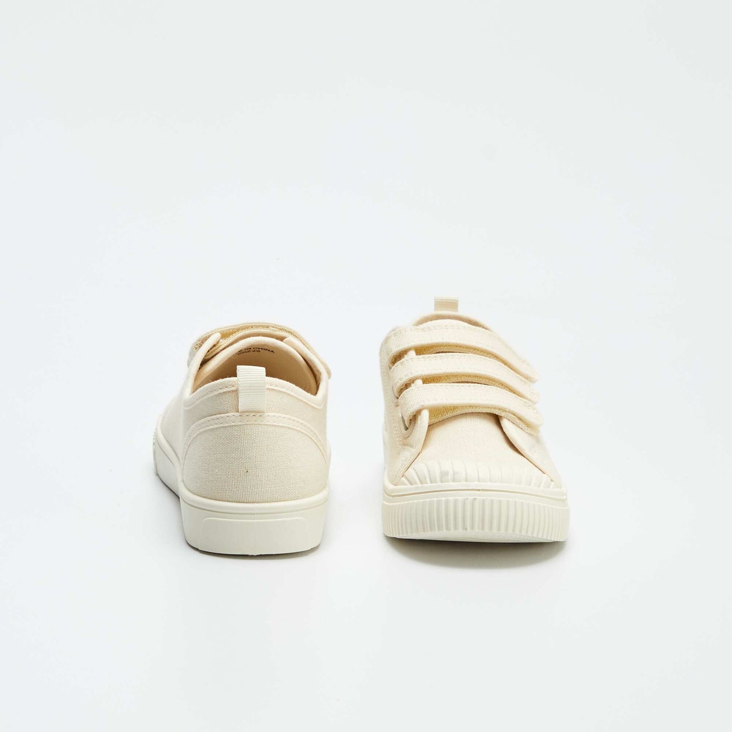 Ribbed canvas trainers BEIGE