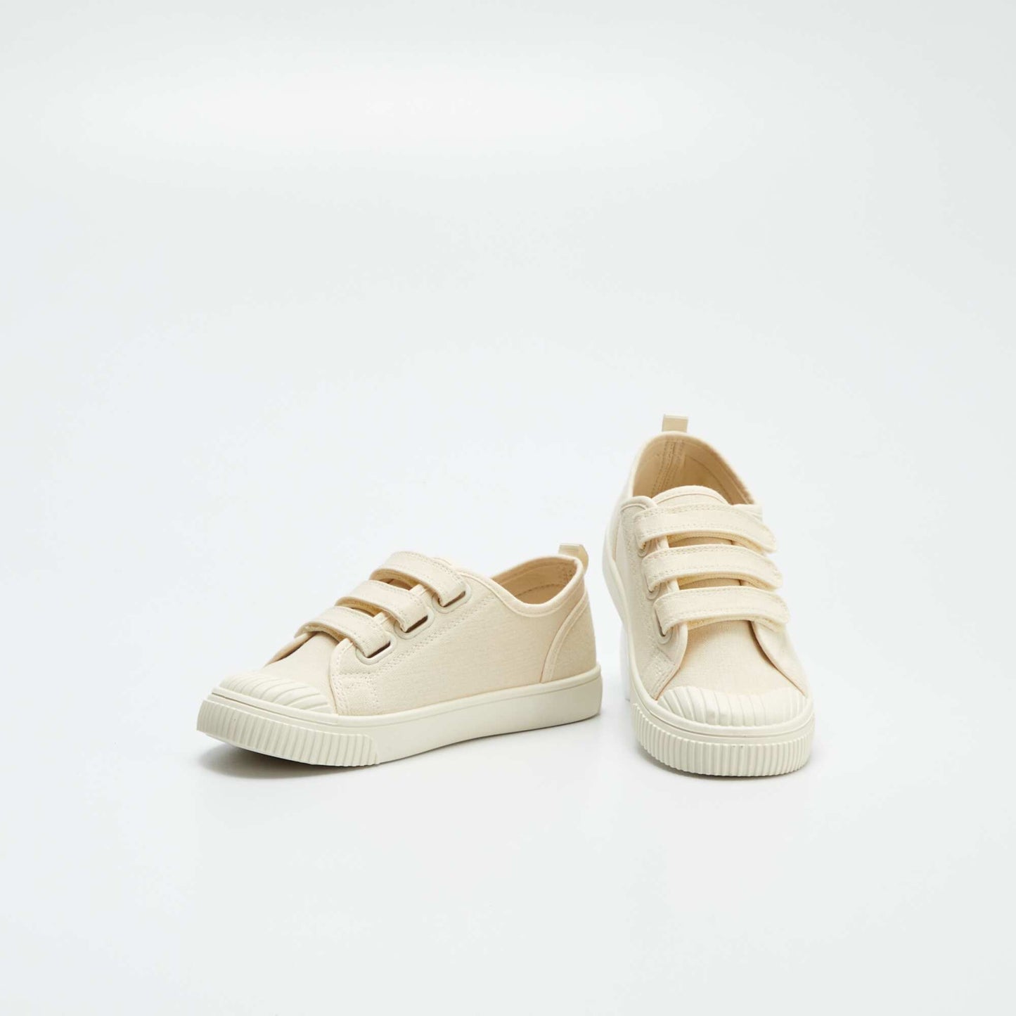 Ribbed canvas trainers BEIGE