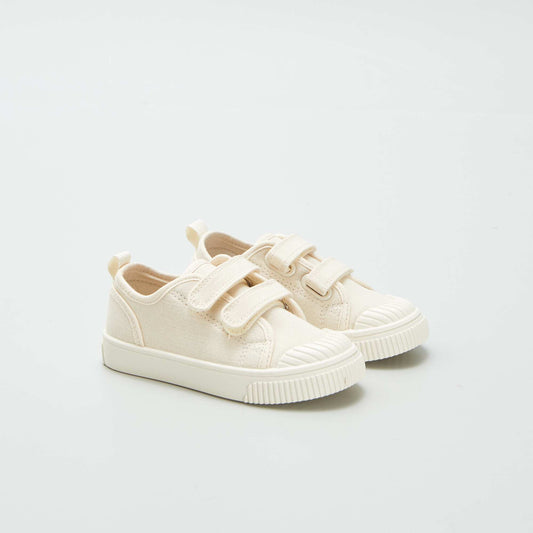 Canvas hook and loop trainers BEIGE