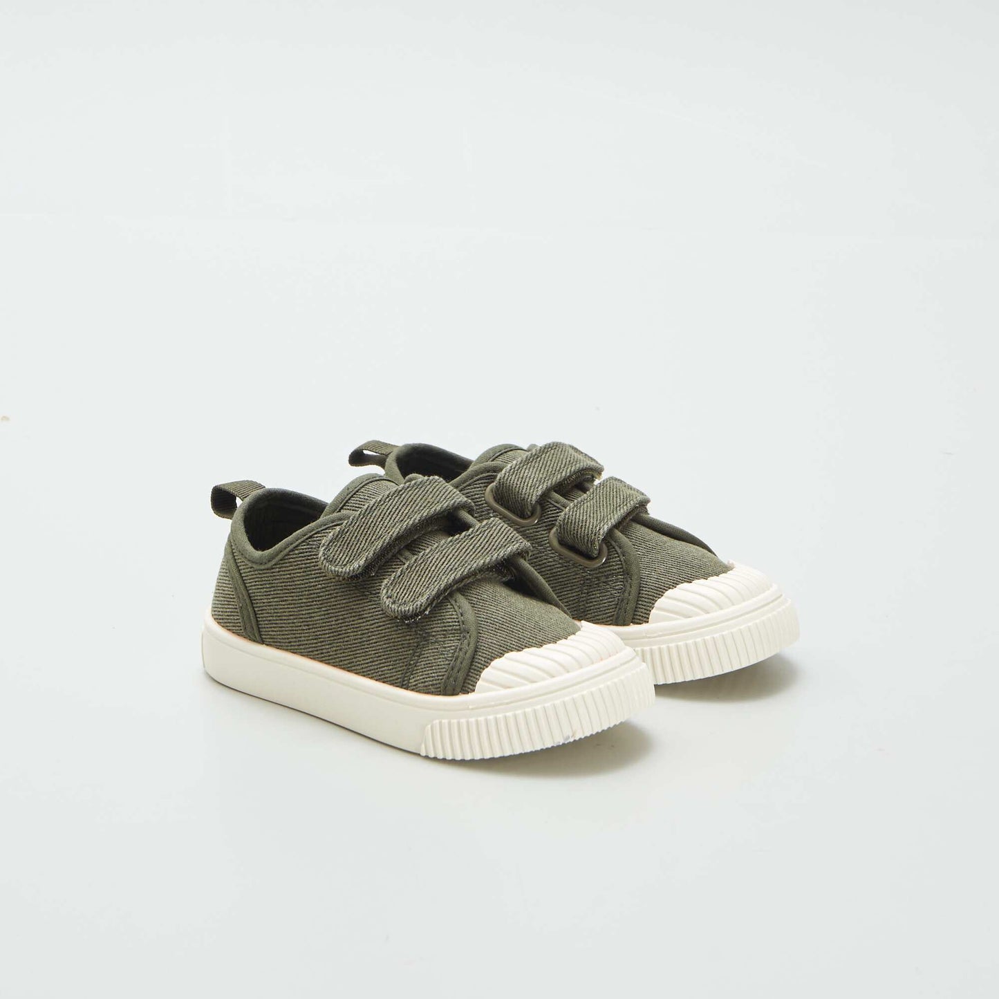 Canvas hook and loop trainers KHAKI