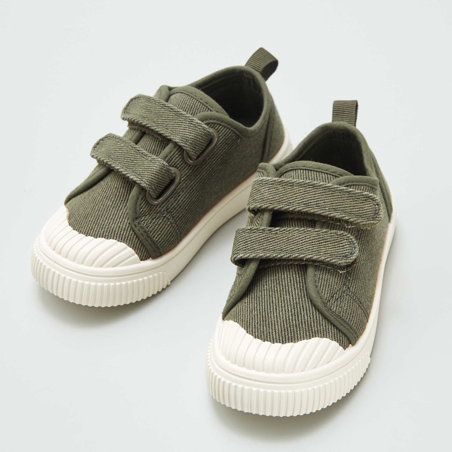 Canvas hook and loop trainers KHAKI