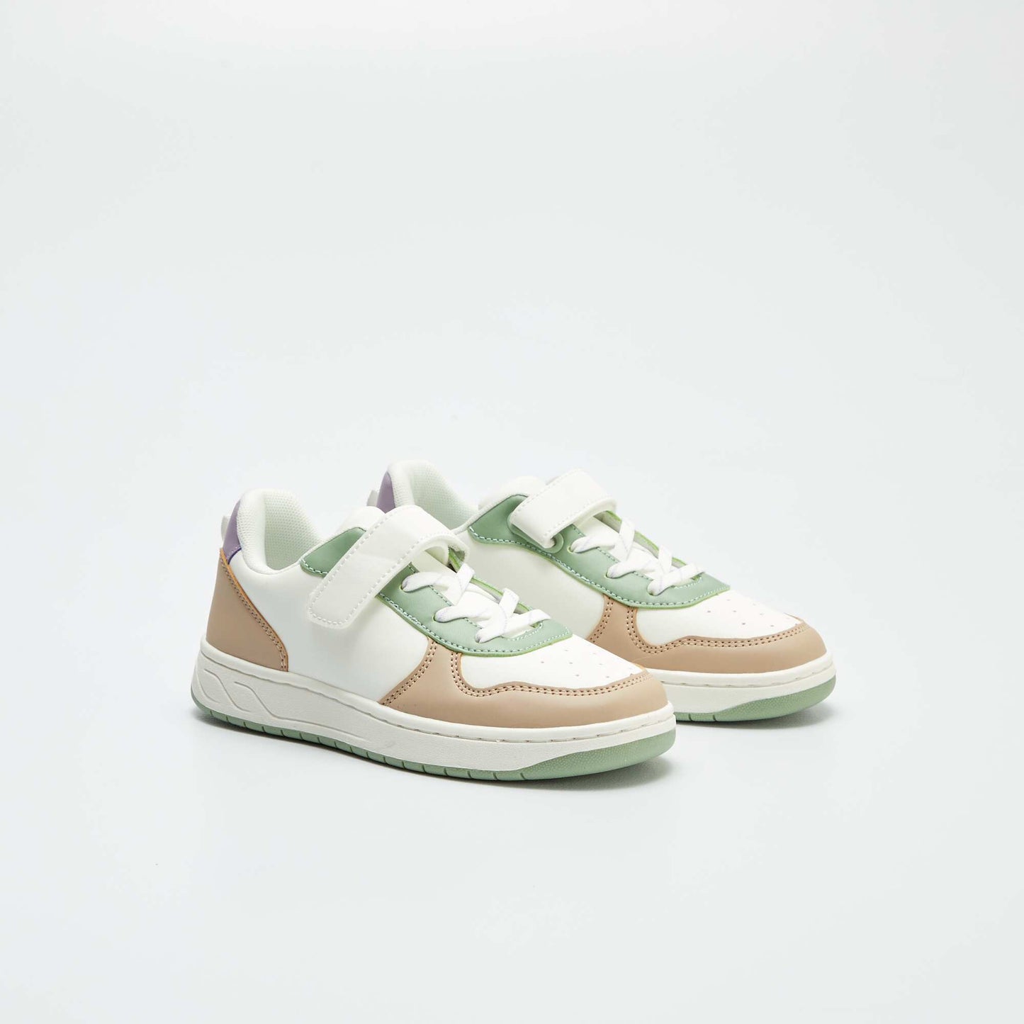 Colourblock low-top faux leather trainers WHITE