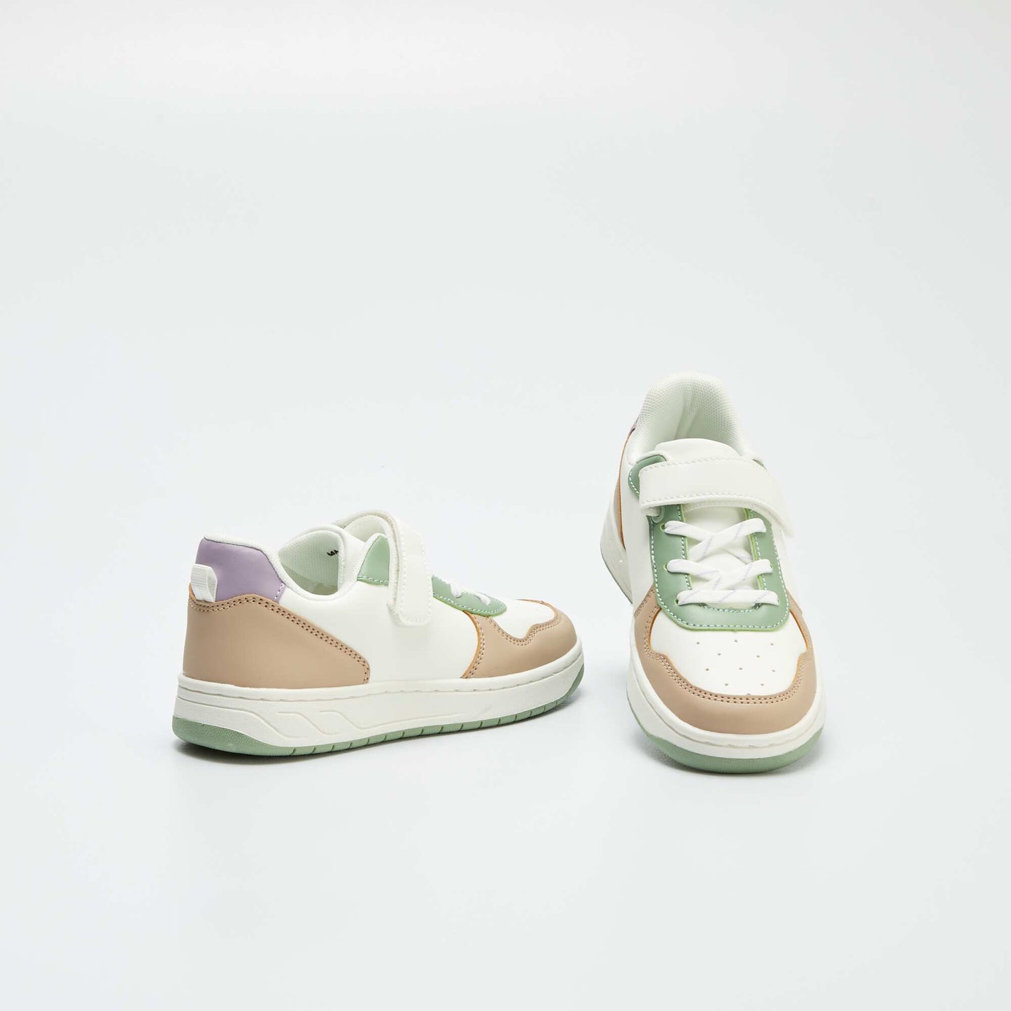 Colourblock low-top faux leather trainers WHITE