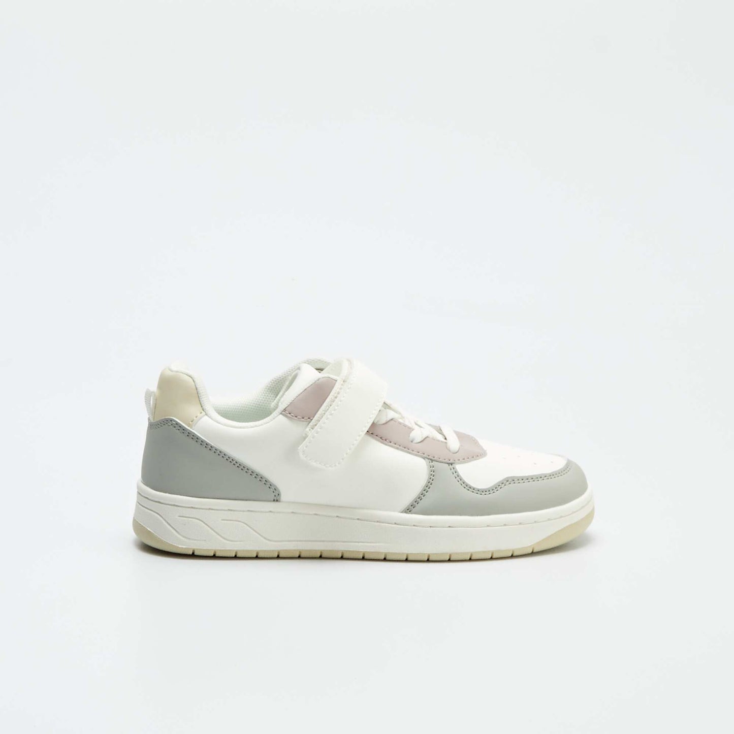 Colourblock low-top faux leather trainers WHITE