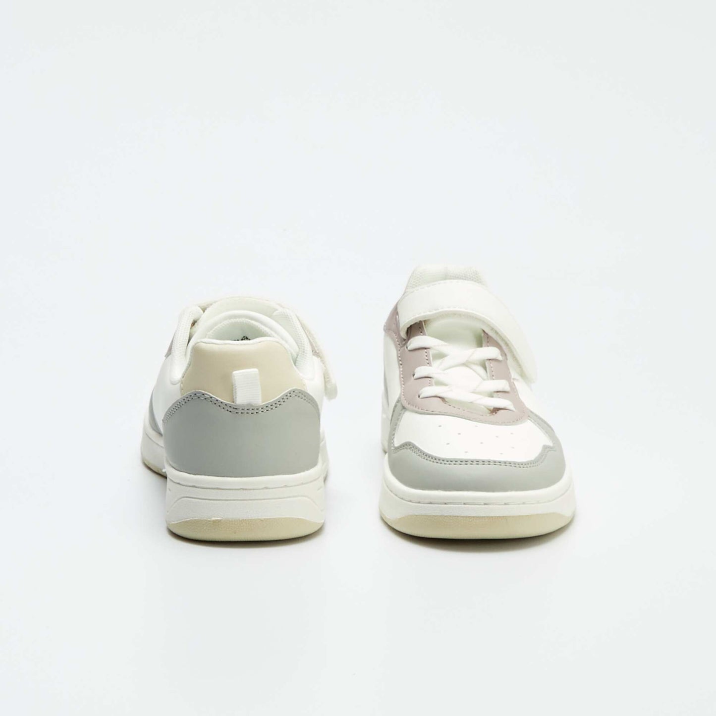 Colourblock low-top faux leather trainers WHITE