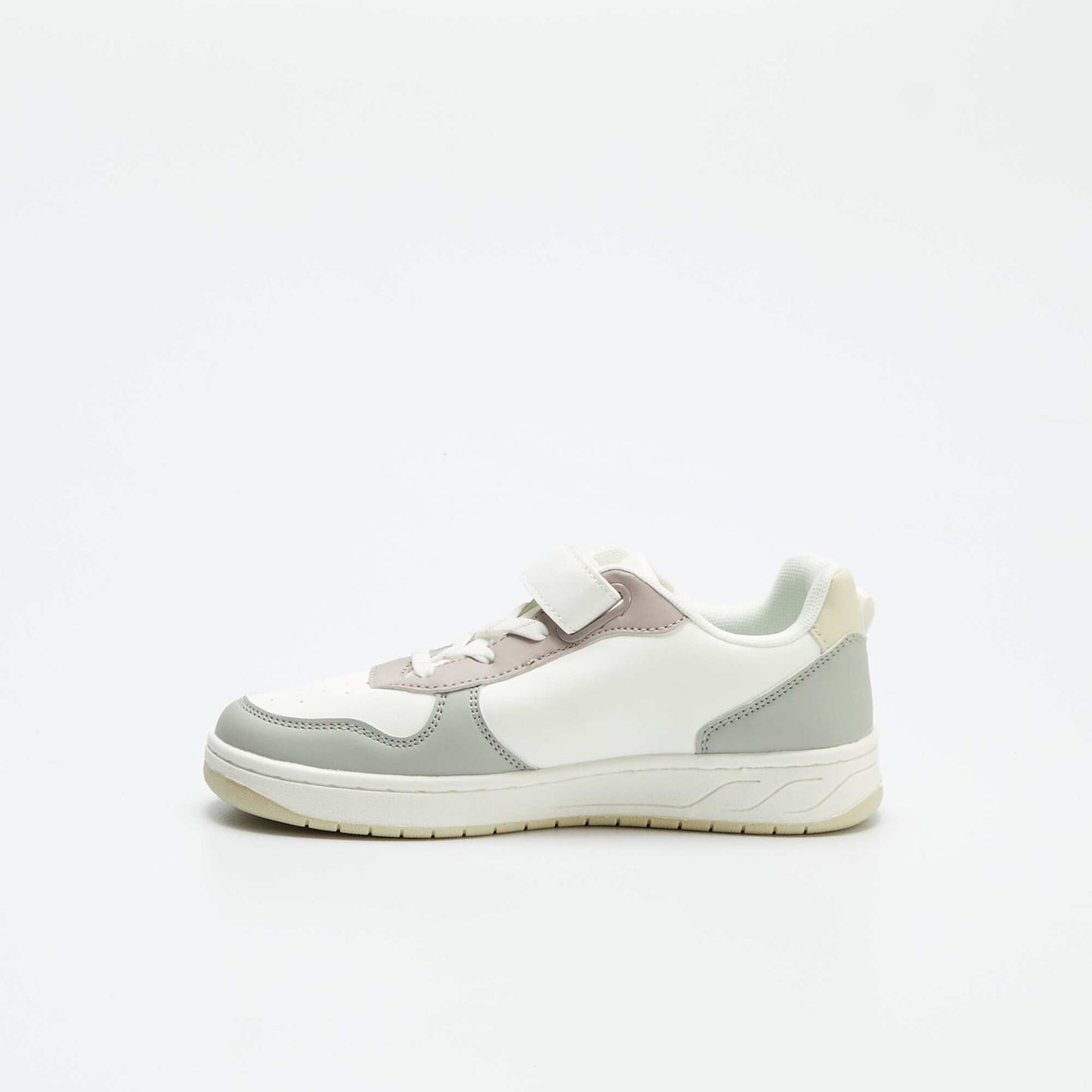 Colourblock low-top faux leather trainers WHITE