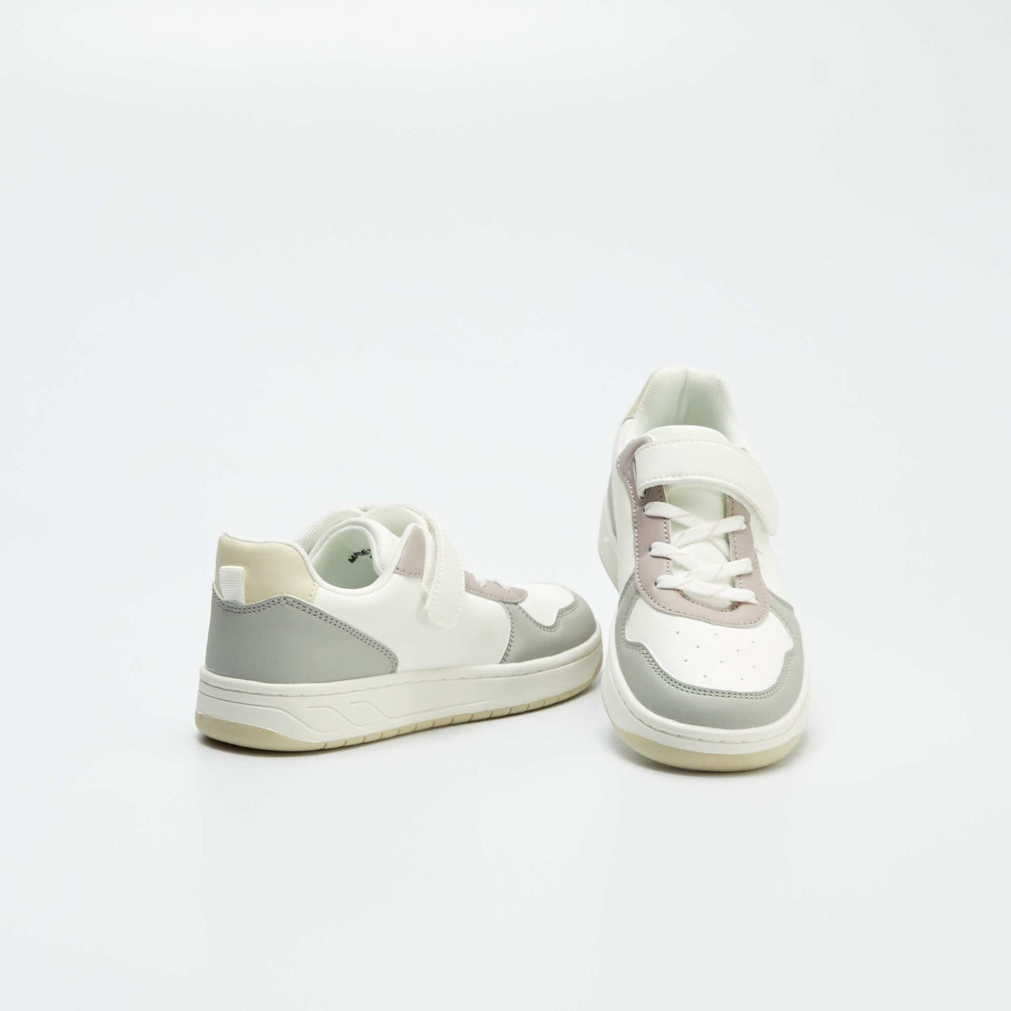 Colourblock low-top faux leather trainers WHITE