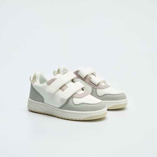 Three-tone Velcro trainers WHITE