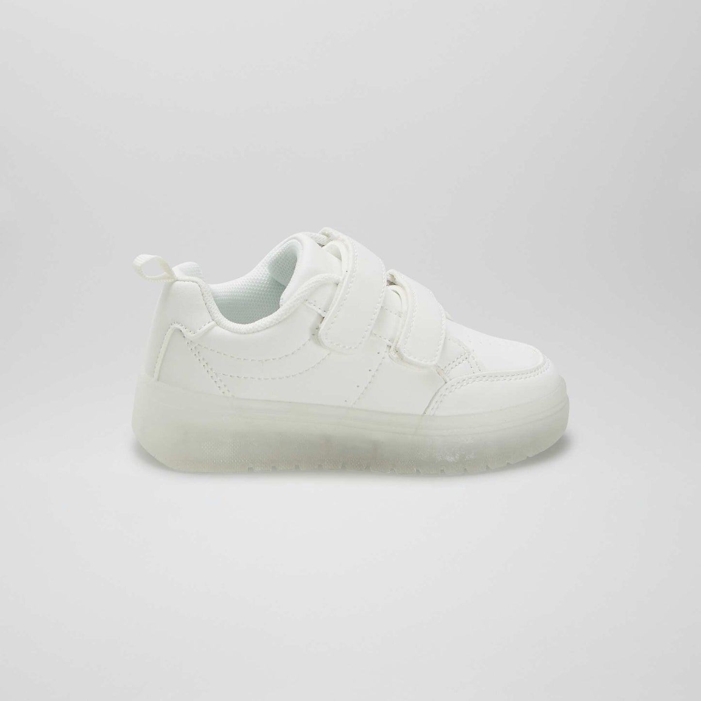 Trainers with translucent sole and hook and loop fastening WHITE