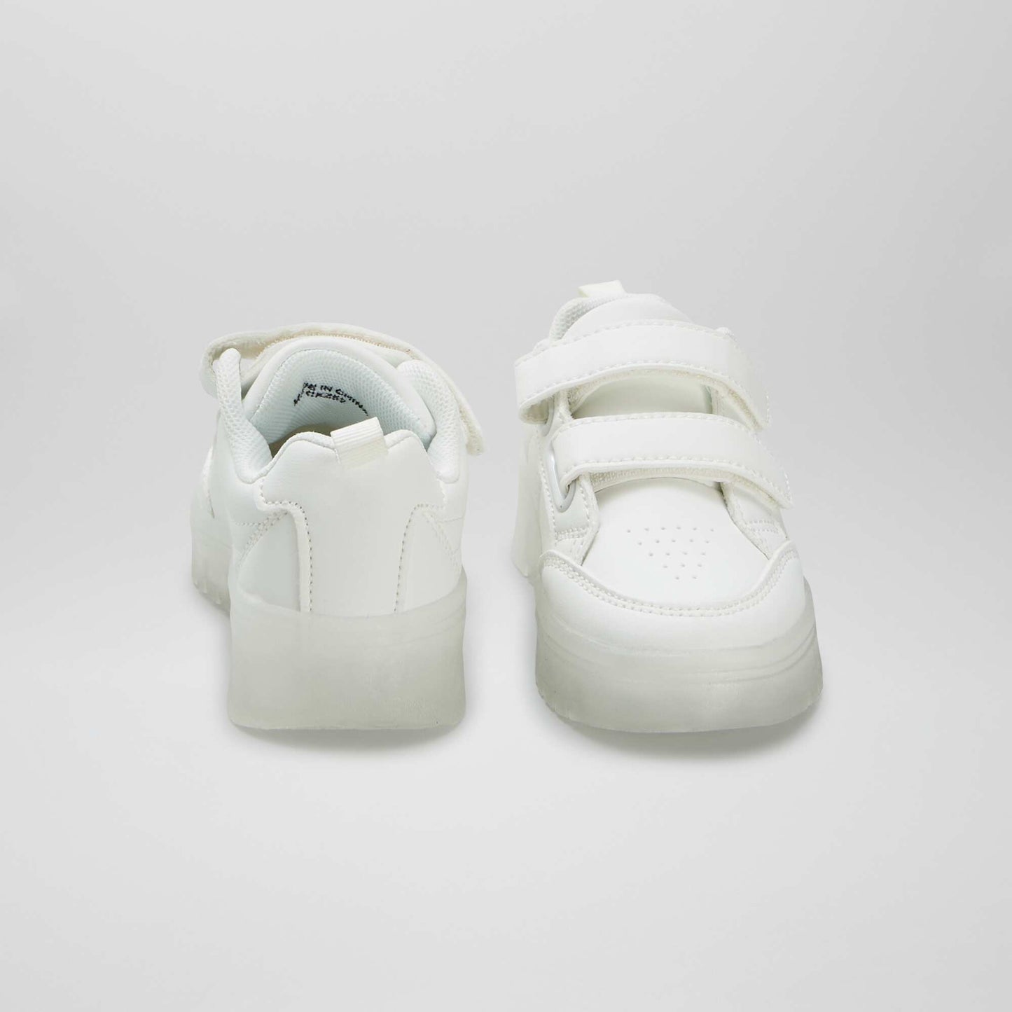 Trainers with translucent sole and hook and loop fastening WHITE