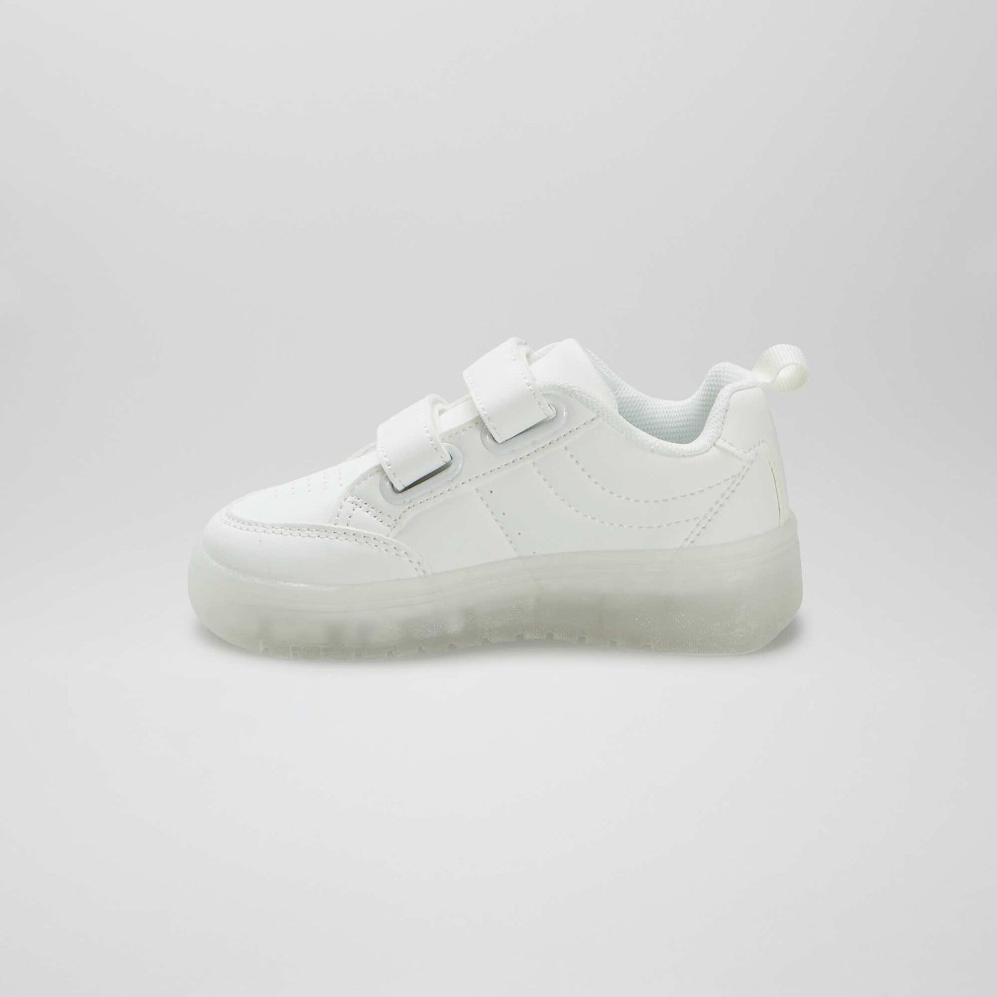 Trainers with translucent sole and hook and loop fastening WHITE