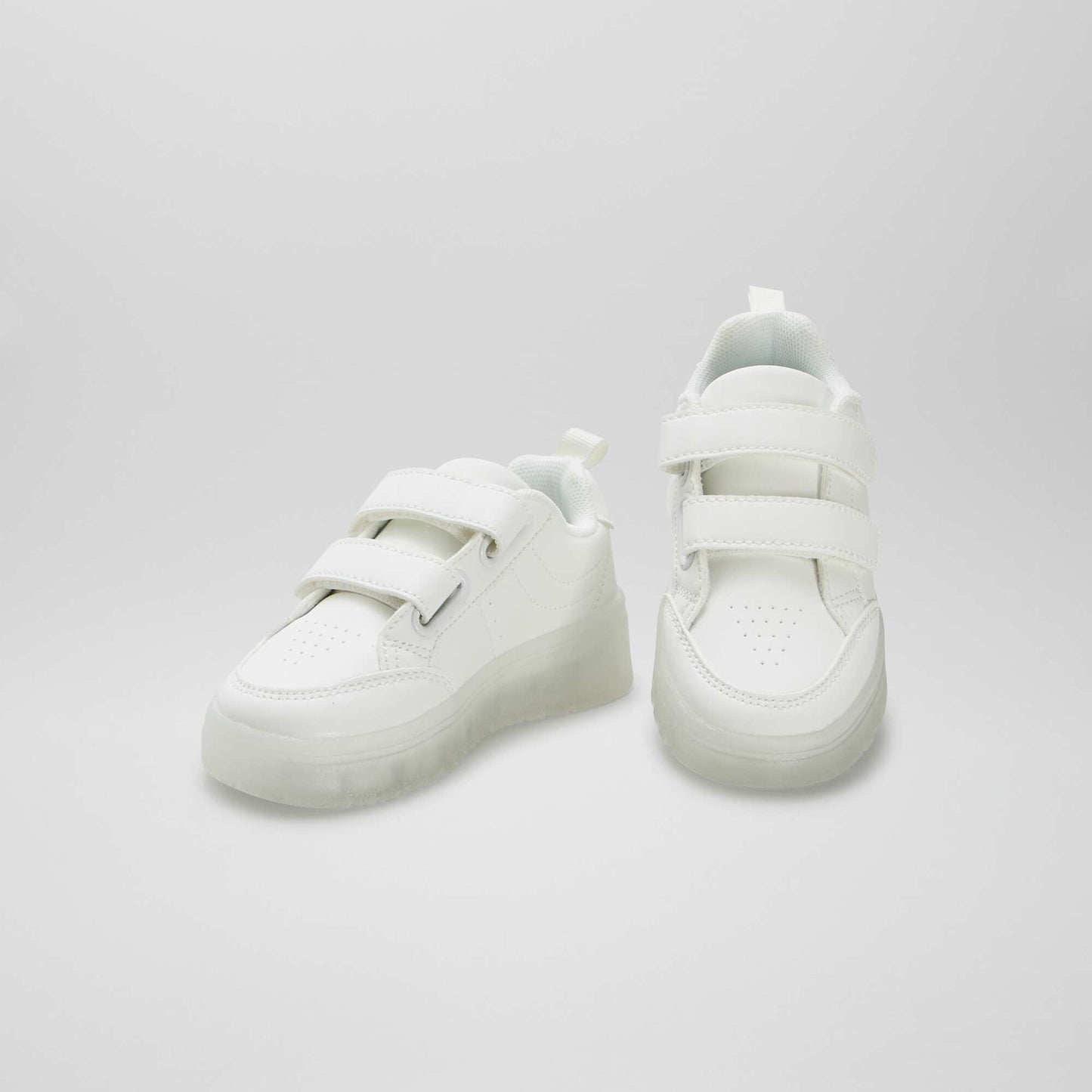 Trainers with translucent sole and hook and loop fastening WHITE