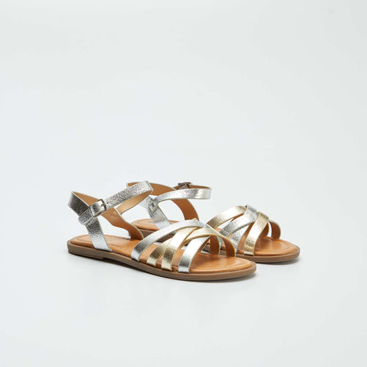 Sandals with crossover straps YELLOW