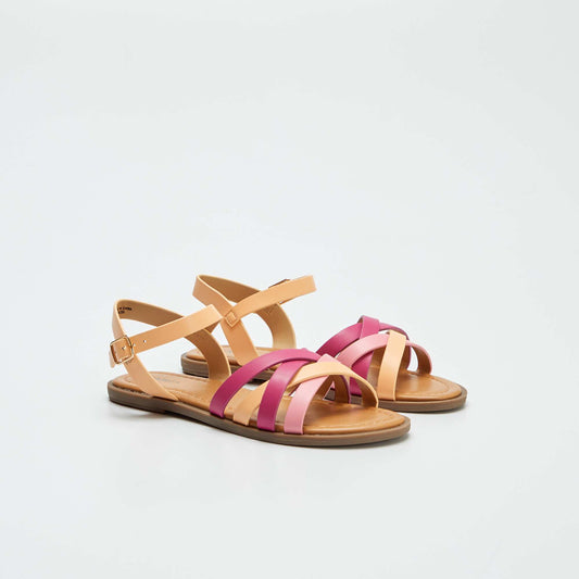 Sandals with crossover straps PINK